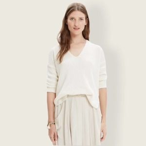 Madewell Oceanside Pullover Sweater Ivory Waffle Knit Cotton Blend Small Women’s